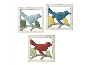 Pack of 6 Distressed Sky Blue, Teal and Maroon Cast Iron Birds on a Branch Trivets Pack of 6 Distressed Sky Blue, Teal and Maroon Cast Iron Birds on a Branch Trivets