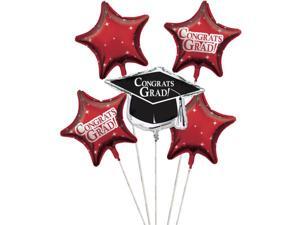 Club Pack of 12 Classic Red Metallic Foil "Congrats Grad" Graduation Day Party Balloon Clusters Club Pack of 12 Classic Red Metallic Foil "Congrats Grad" Graduation Day Party Balloon Clusters