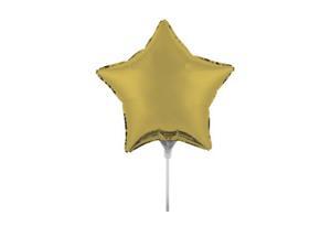 Pack of 10 Gold Metallic Star Foil Party Balloons with Sticks 6" Pack of 10 Gold Metallic Star Foil Party Balloons with Sticks 6"