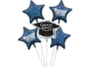 Club Pack of 12 True Blue Metallic Foil "Congrats Grad" Graduation Day Party Balloon Clusters Club Pack of 12 True Blue Metallic Foil "Congrats Grad" Graduation Day Party Balloon Clusters