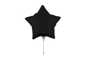 Pack of 10 Metallic Black Velvet Star Foil Party Balloons with Sticks 9" Pack of 10 Metallic Black Velvet Star Foil Party Balloons with Sticks 9"