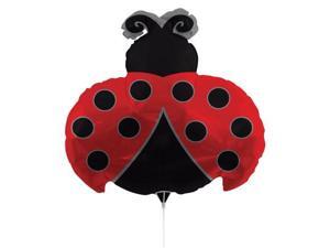 Pack of 10 Metallic Ladybug Red and Black Foil Party Balloons with Sticks 30" Pack of 10 Metallic Ladybug Red and Black Foil Party Balloons with Sticks 30"