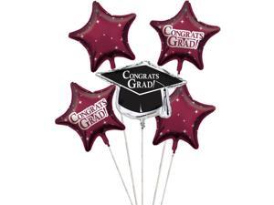 Club Pack of 12 Burgundy Red Metallic Foil "Congrats Grad" Graduation Day Party Balloon Clusters Club Pack of 12 Burgundy Red Metallic Foil "Congrats Grad" Graduation Day Party Balloon Clusters