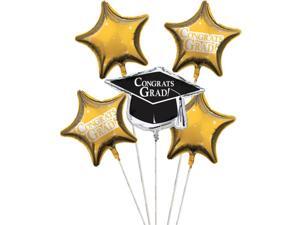 Club Pack of 12 School Bus Yellow Metallic Foil "Congrats Grad" Graduation Day Party Balloon Clusters Club Pack of 12 School Bus Yellow Metallic Foil "Congrats Grad" Graduation Day Party Balloon Clusters