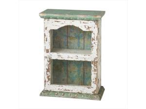 18.5" Ivory White and Jade Green Distressed Finish Desktop Cabinet 18.5" Ivory White and Jade Green Distressed Finish Desktop Cabinet