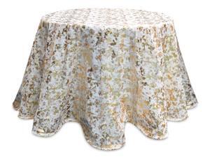 Pack of 2 Cream White and Gold Round Decorative Metallic Tablecloths 96" Pack of 2 Cream White and Gold Round Decorative Metallic Tablecloths 96"