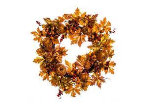22" Autumn Harvest Gold and Orange Glitter Apple, Berry, Leaf and Vine Thanksgiving Wreath - Unlit 22" Autumn Harvest Gold and Orange Glitter Apple, Berry, Leaf and Vine Thanksgiving Wreath - Unlit