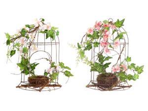 Pack of 4 Pink Artificial Dogwood Flowers and Ivy Table Top Birdcage Decorations 14" Pack of 4 Pink Artificial Dogwood Flowers and Ivy Table Top Birdcage Decorations 14"