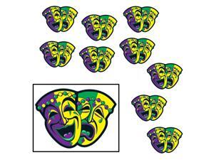 Club Pack of 24 Mini Mardi Gras Comedy and Tragedy Face Cutout Decorations 5" Club Pack of 24 Mini Mardi Gras Comedy and Tragedy Face Cutout Decorations 5"
