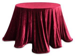 Set of 2 Decorative Burgundy Red Sparkling Velour Round Tablecloths 96" Set of 2 Decorative Burgundy Red Sparkling Velour Round Tablecloths 96"