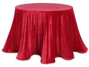 Set of 2 Decorative Red Sparkling Velour Round Tablecloths 96" Set of 2 Decorative Red Sparkling Velour Round Tablecloths 96"