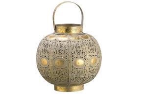 10" Rich Elegance Distressed Gold and Glass Moroccan-Inspired Hurricane Candle Holder Lantern 10" Rich Elegance Distressed Gold and Glass Moroccan-Inspired Hurricane Candle Holder Lantern