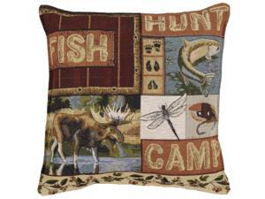 Set of 2 Rural Fish, Hunt and Camp Square Decorative Tapestry Throw Pillows 17” Set of 2 Rural Fish, Hunt and Camp Square Decorative Tapestry Throw Pillows 17”