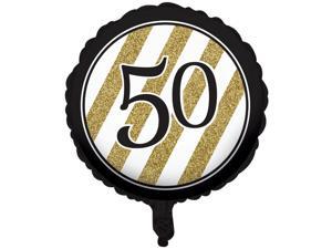 Pack of 10 Black & Gold Metallic "50" Birthday or Anniversary Foil Party Balloons Pack of 10 Black & Gold Metallic "50" Birthday or Anniversary Foil Party Balloons