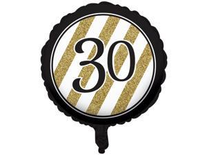 Pack of 10 Black & Gold Metallic "30" Birthday or Anniversary Foil Party Balloons Pack of 10 Black & Gold Metallic "30" Birthday or Anniversary Foil Party Balloons