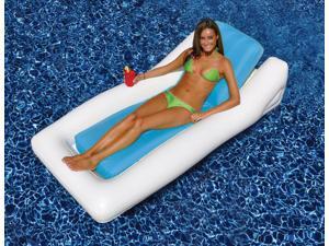 66" Blue and White Multi-Flate Chamber System Inflatable Swimming Pool Hybrid Lounger 66" Blue and White Multi-Flate Chamber System Inflatable Swimming Pool Hybrid Lounger
