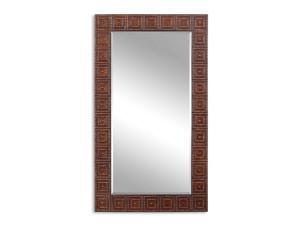 71" Large Elegant Rectangular Brown and Gold Beaded Detailed Wall Mirror 71" Large Elegant Rectangular Brown and Gold Beaded Detailed Wall Mirror