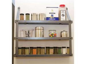 Steel & Black Wood Three Tier Spice Rack by Rogar Steel & Black Wood Three Tier Spice Rack by Rogar