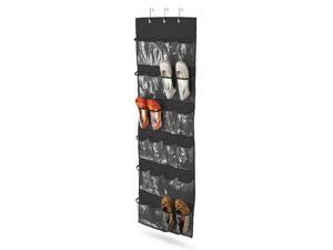 Honey Can Do 24 Pocket Over-Door Shoe Organizer, Polyester, Black - SFT-01249 Honey Can Do 24 Pocket Over-Door Shoe Organizer, Polyester, Black - SFT-01249