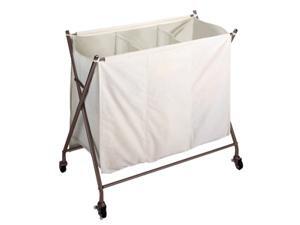 3-Bin Laundry Sorter with Rubber Wheels 3-Bin Laundry Sorter with Rubber Wheels