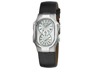 Philip Stein Signature Ladies Black Satin Strap Dual Time Watch Philip Stein Signature Ladies Black Satin Strap Dual Time Watch