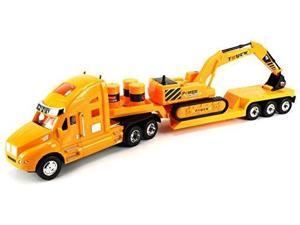 Heavy Construction Semi Trailer Remote Control RC Semi-Truck Ready To Run RTR w/ Removable Toy Excavator, Barrels (Colors May Vary) Heavy Construction Semi Trailer Remote Control RC Semi-Truck Ready To Run RTR w/ Removable Toy Excavator, Barrels (Colors May Vary)