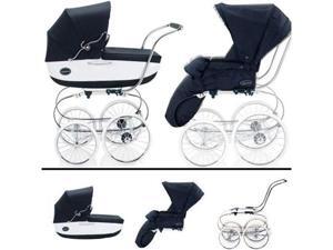 Inglesina SYSTM11VER Classica Pram and Seat with Raincover - Navy White Inglesina SYSTM11VER Classica Pram and Seat with Raincover - Navy White