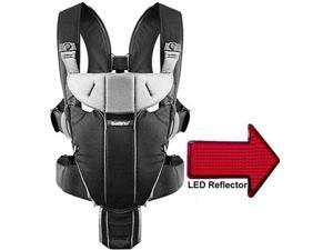 Baby Bjorn 096065US Miracle Baby Carrier with LED Safety Reflector Light - Black Silver Cotton Mix Baby Bjorn 096065US Miracle Baby Carrier with LED Safety Reflector Light - Black Silver Cotton Mix