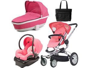 Quinny CV155BFX Buzz 4 Travel System and Tukk Bassinet in Pink with Diaper Bag Quinny CV155BFX Buzz 4 Travel System and Tukk Bassinet in Pink with Diaper Bag