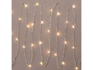 Gerson 36901 - 60" 30 Light Silver Wire Warm White Battery Operated LED Miniature Christmas Light String Set Gerson 36901 - 60" 30 Light Silver Wire Warm White Battery Operated LED Miniature Christmas Light String Set