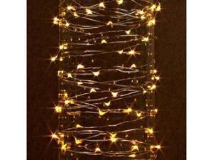 Gerson 38624 - 20' 60 Light Silver Wire Warm White Battery Operated Outdoor LED Micro Miniature Christmas Light String Set with Timer Gerson 38624 - 20' 60 Light Silver Wire Warm White Battery Operated Outdoor LED Micro Miniature Christmas Light String Set with Timer