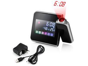 Projection Digital Weather Black LED Alarm Clock Snooze Color Display w/ LED Backlight Projection Digital Weather Black LED Alarm Clock Snooze Color Display w/ LED Backlight