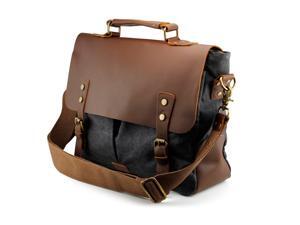 Men's Vintage Canvas Leather Satchel School Military Messenger Shoulder Bag Travel Bag - Gray Men's Vintage Canvas Leather Satchel School Military Messenger Shoulder Bag Travel Bag - Gray