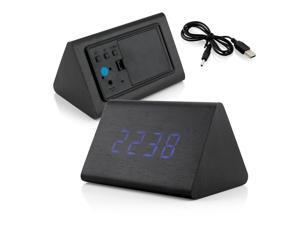 GEARONIC TM Modern Triangle Wood LED Wooden Alarm Digital Desk Clock Thermometer Classical Timer Calendar - Black (Blue Light) GEARONIC TM Modern Triangle Wood LED Wooden Alarm Digital Desk Clock Thermometer Classical Timer Calendar - Black (Blue Light)
