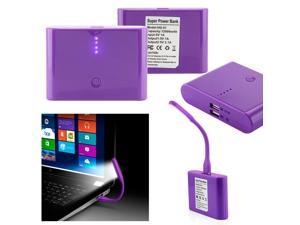 GEARONIC TM 12000mAh Universal Power Bank Backup External Battery Pack Portable USB Charger +Flexible USB Portable LED Light Mini Lamp- Purple GEARONIC TM 12000mAh Universal Power Bank Backup External Battery Pack Portable USB Charger +Flexible USB Portable LED Light Mini Lamp- Purple