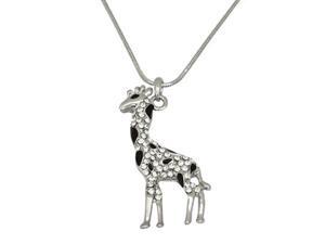 Silvertone Rhinestone Giraffe Charm Pendant Necklace Silvertone Rhinestone Giraffe Charm Pendant Necklace