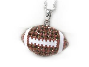 White Gold Plated Crystal Football Pendant Necklace White Gold Plated Crystal Football Pendant Necklace