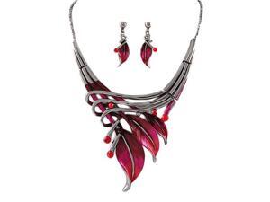 Hand Painted Red Leaf Necklace and Earrings Set Fashion Jewelry Hand Painted Red Leaf Necklace and Earrings Set Fashion Jewelry