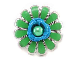 Silvertone Neon Green Flower Stretch Ring Fashion Jewelry Silvertone Neon Green Flower Stretch Ring Fashion Jewelry