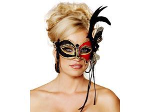 Venetian Red and Black Mask with Feathers Venetian Red and Black Mask with Feathers