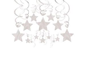 Silver Foil Star Hanging Decorations - Party Supplies Silver Foil Star Hanging Decorations - Party Supplies