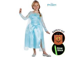 Elsa Snow Queen Gown Deluxe Halloween Trick or Treat Safety Kit Elsa Snow Queen Gown Deluxe Halloween Trick or Treat Safety Kit