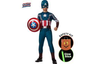 Boys Captain America 2 Retro Classic Co Halloween Trick or Treat Safety Kit Boys Captain America 2 Retro Classic Co Halloween Trick or Treat Safety Kit
