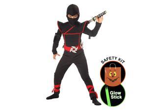 Boys Stealth Ninja Costume Halloween Trick or Treat Safety Kit Boys Stealth Ninja Costume Halloween Trick or Treat Safety Kit
