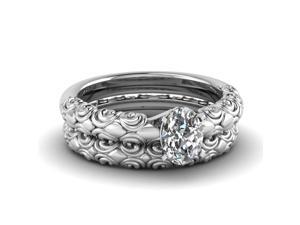 Fascinating Diamonds 0.50 Ct Oval Shaped Diamond Filigree Solitaire Bridal Rings Set 14K GIA Fascinating Diamonds 0.50 Ct Oval Shaped Diamond Filigree Solitaire Bridal Rings Set 14K GIA