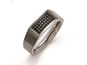 Titanium Polished and Brushed Black CZ Ring Titanium Polished and Brushed Black CZ Ring