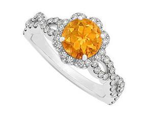 November Birthstone Citrine and CZ April Birthstone in Criss Cross Shank Halo Engagement Ring November Birthstone Citrine and CZ April Birthstone in Criss Cross Shank Halo Engagement Ring