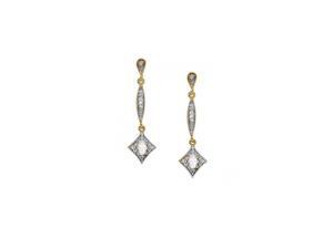 Oval Cubic Zirconia Fancy Drop Earrings in Yellow Gold Oval Cubic Zirconia Fancy Drop Earrings in Yellow Gold