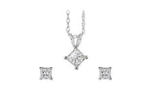 Princess Cut Diamond Pendant Earrings Jewelry Set Princess Cut Diamond Pendant Earrings Jewelry Set