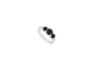 14K White Gold Round Prong Set Black Diamond Three Stone Ring 1.00 CT TDW 14K White Gold Round Prong Set Black Diamond Three Stone Ring 1.00 CT TDW